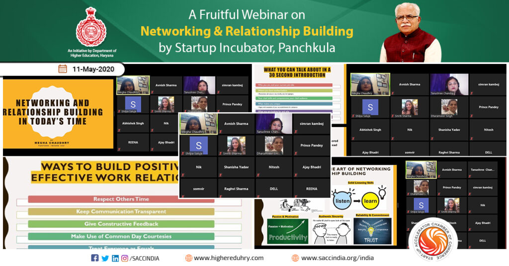 A fruitful webinar on Networking & Relationship Building by Startup Incubator, Panchkula