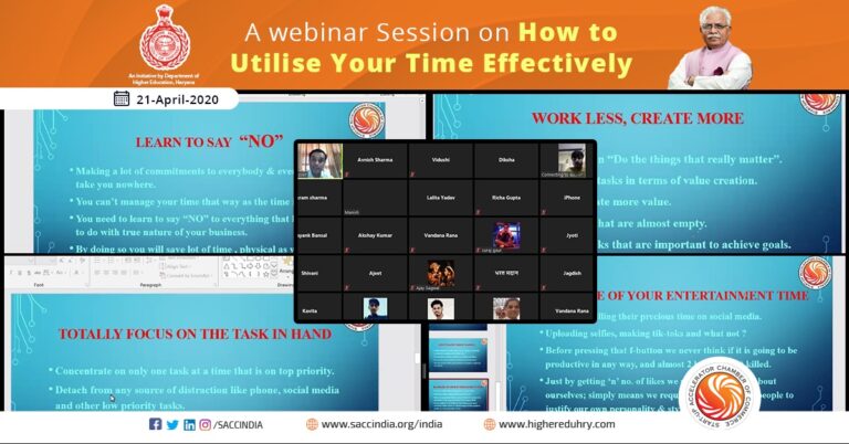 A webinar Session on How to Utilise YOur Time Effectively