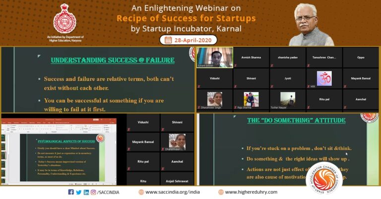 An Enlightening Webinar on Recipe of Success for Startup by Startup Incubator, Karnal