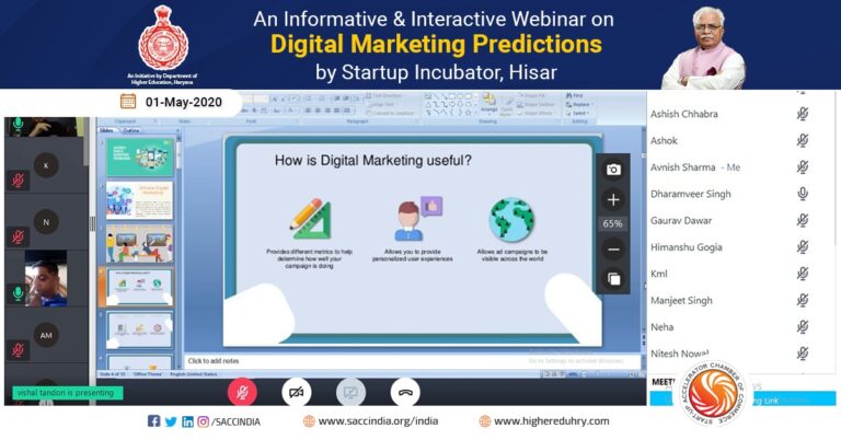 An Informative & Interactive Webinar on Digital Marketing Predictions by Startup Incubator, Hisar