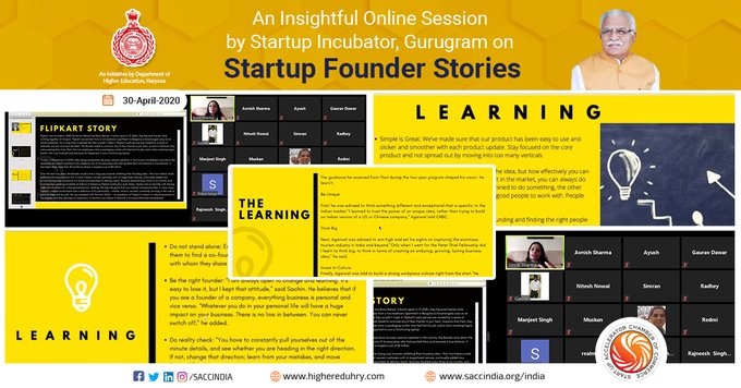 An Insightful Online Session by Startup Incubator, Gurugram on Startup Founder Stories