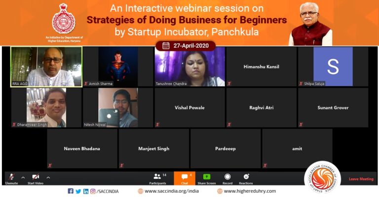 An Interactive Webinar Session on Strategies of Doing Business for Beginners by Startup Incubator, Panchkula
