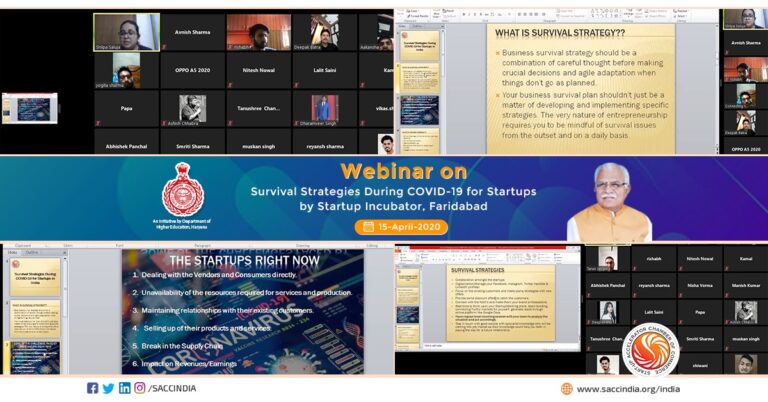 Webinar on Survival Strategies During COVID-19 for Startups by Startup Incubator, Faridabad