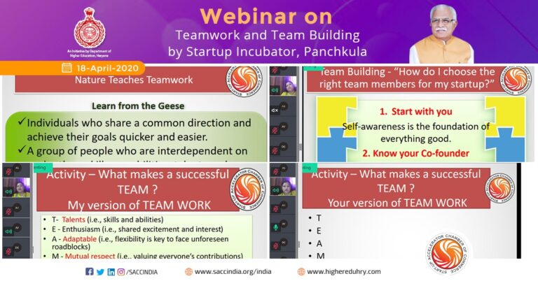 Webinar on Teamwork and Team Building by Startup Incubator, Panchkula