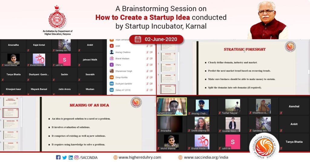 A Brainstorming Session on How to Create a Startup Idea conducted by Startup Incubator, Karnal