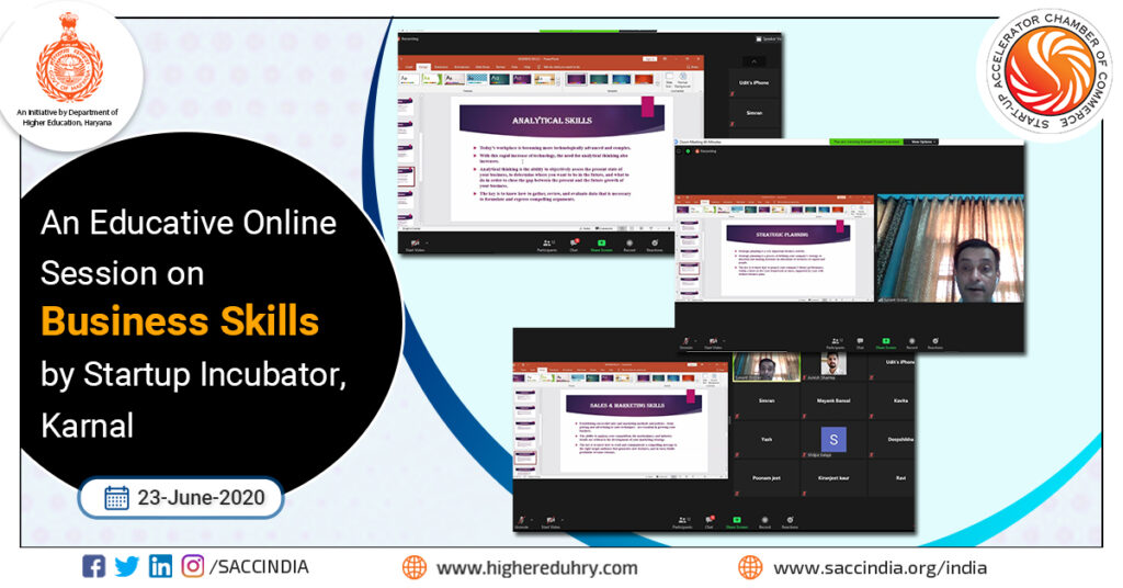An Educative Online Session on Business Skills by Startup Incubator, Karnal