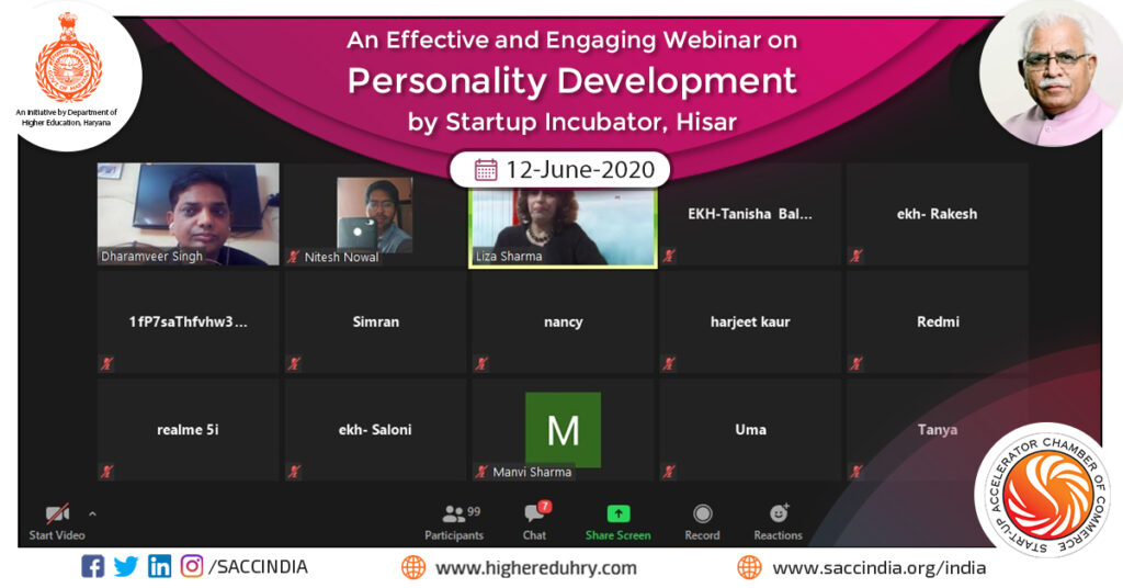 An Effective and Engaging Webinar on Personality Development by Startup Incubator, Hisar