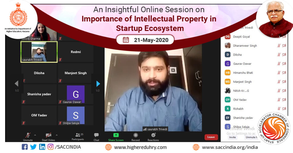 An Insightful Online Session on Importance of Intellectual Property in Startup Ecosystem