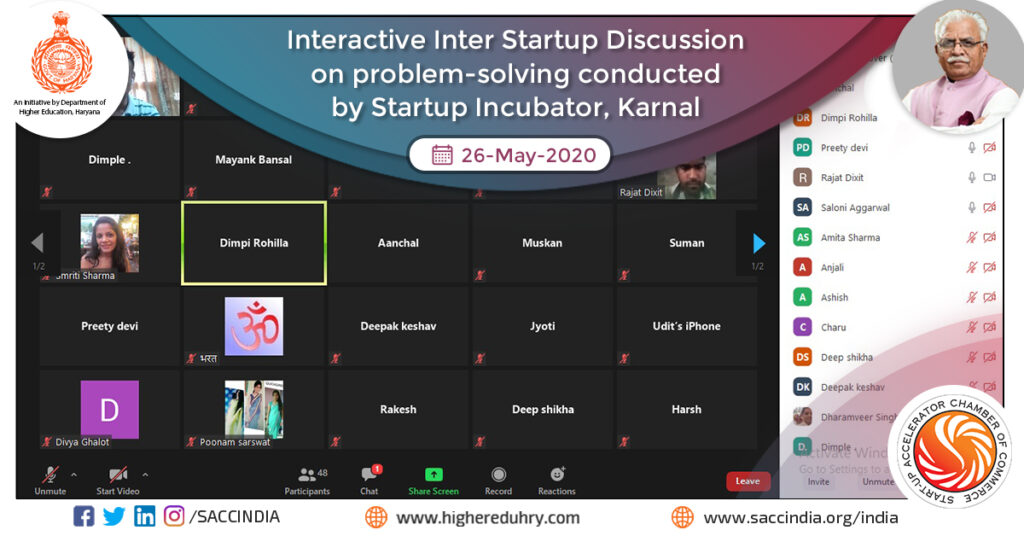 Interactive Inter Startup Discussion on Problem-Solving Conducted by Startup Incubator, Karnal