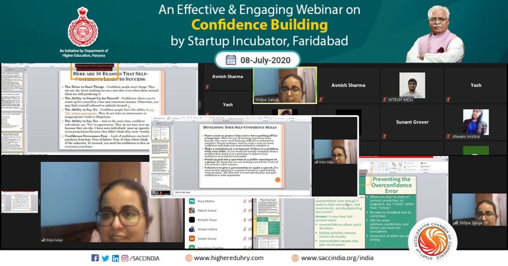 An Effective & Engaging Webinar on Confidence Building by Startup Incubator, Faridabad