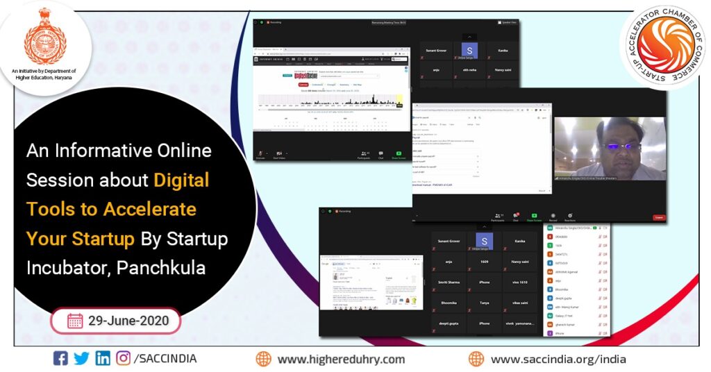 An Informative Online Session about Digital Tools to Accelerate your Startup by Startup Incubator, Panchkula