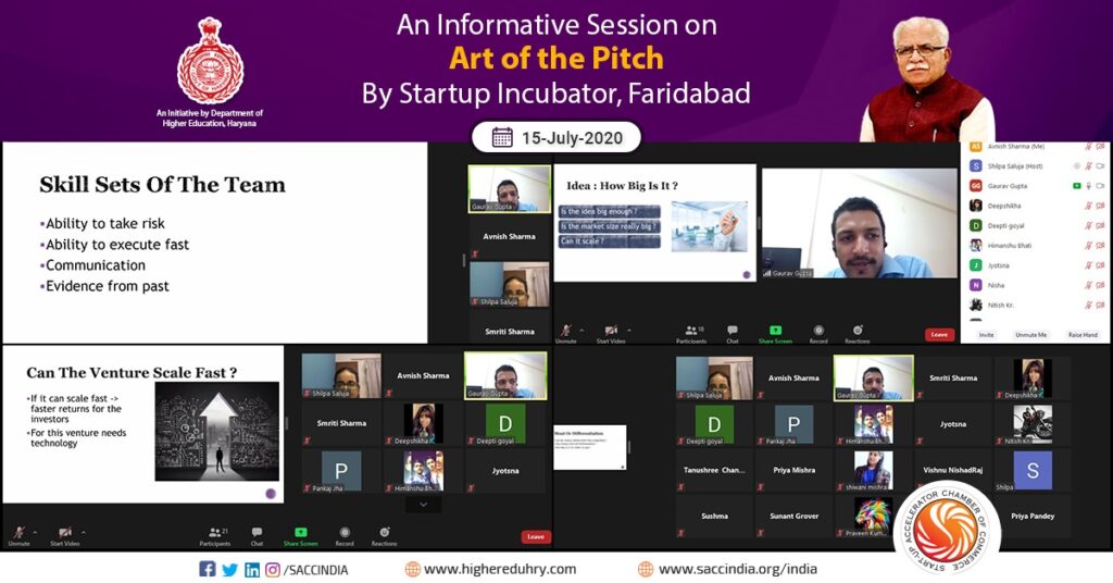 An Informative Session on Art of the Pitch by Startup Incubator, Faridabad
