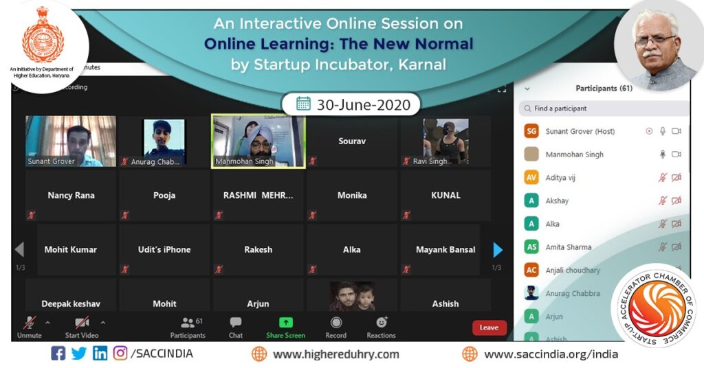 An Interactive Online Session on Online Learning - The New Normal by Startup Incubator, Karnal