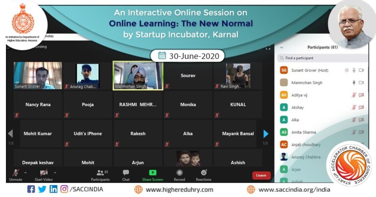 An Interactive Online Session on Online Learning - The New Normal by Startup Incubator, Karnal