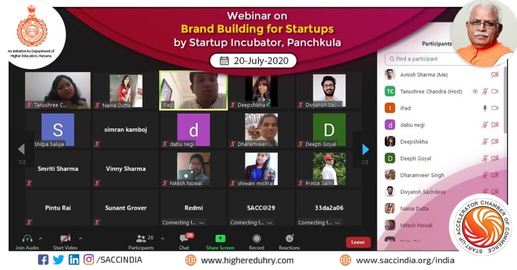 Webinar on Brand Building for Startups by Startup Incubator, Panchkula