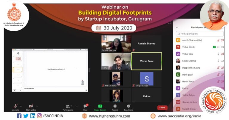 Webinar on Building Digital Footprints by Startup Incubator, Gurugram