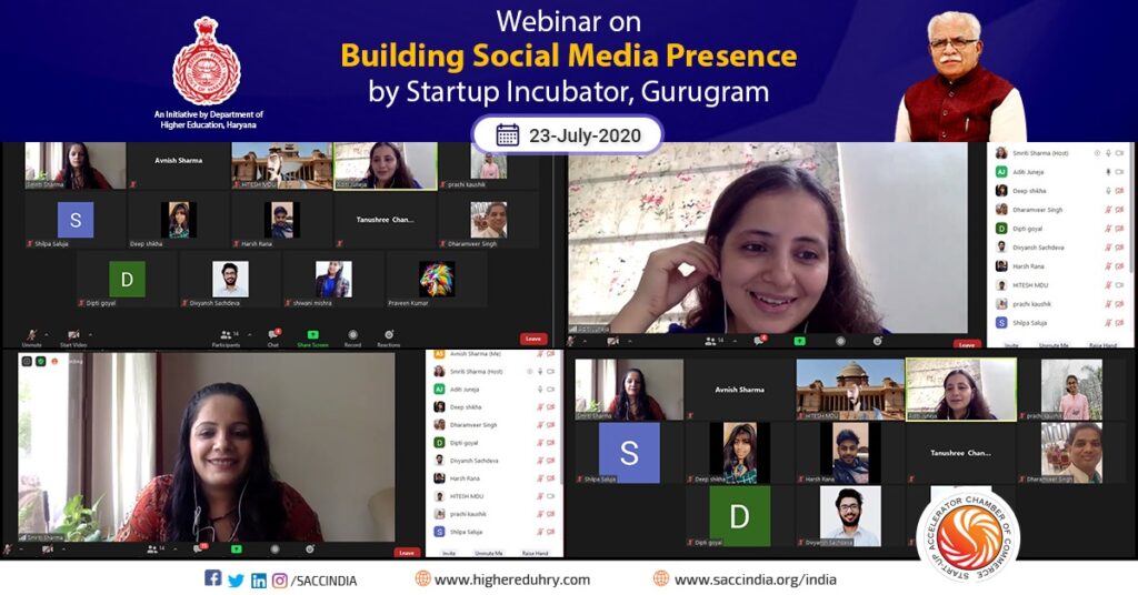 Webinar on Building Social Media Presence by Startup Incubator, Gurugram
