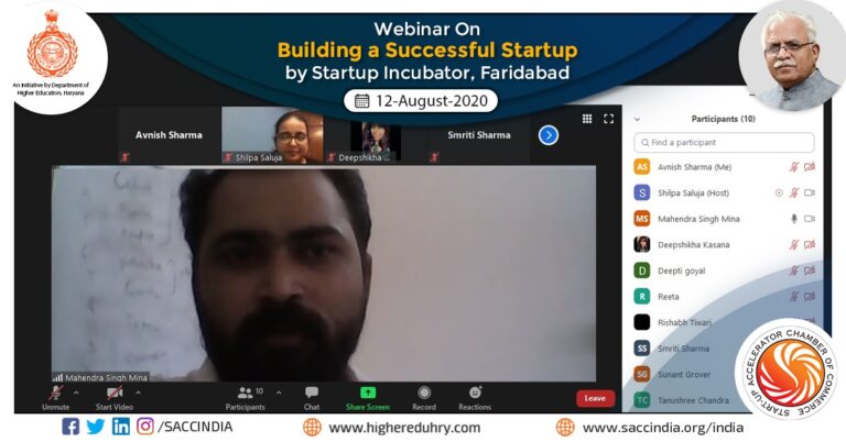 Webinar on Building Successful Startup by Startup Incubator, Faridabad