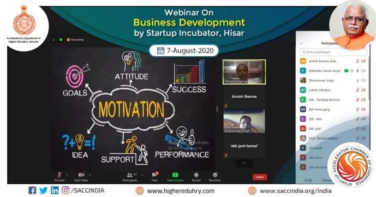 Webinar on Business Development by Startup Incubator, Hisar