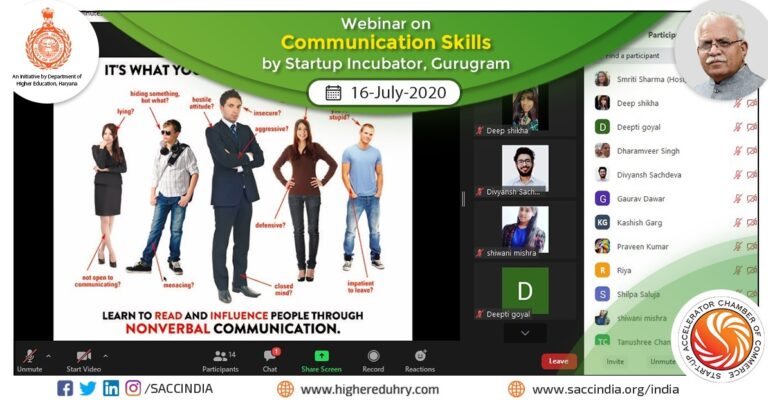 Webinar on Communication Skills by Startup Incubator, Gurugram