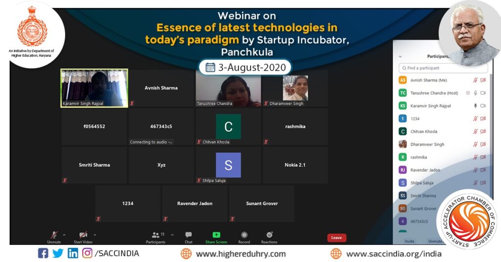 Webinar on Essence of Latest Technologies in Today's Paradigm by Startup Incubator, Panchkula