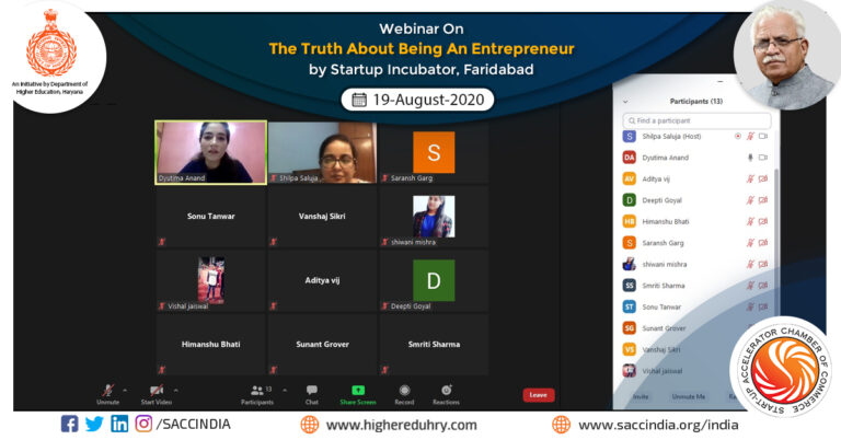 Webinar on The Truth About Being An Entrepreneur by Startup Incubator, Faridabad