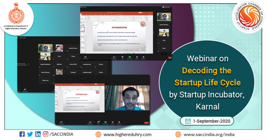 Webinar on Decoding the startup Life cycle by Startup Incubator, Karnal