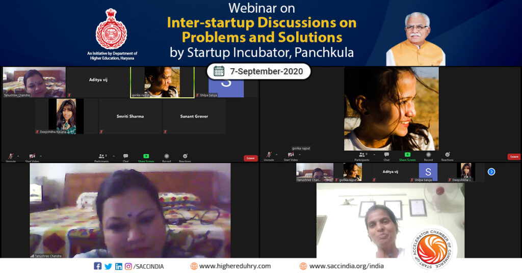 Webinar on Inter-startup discussion on problems and solutions by Startup Incubator, Panchkula