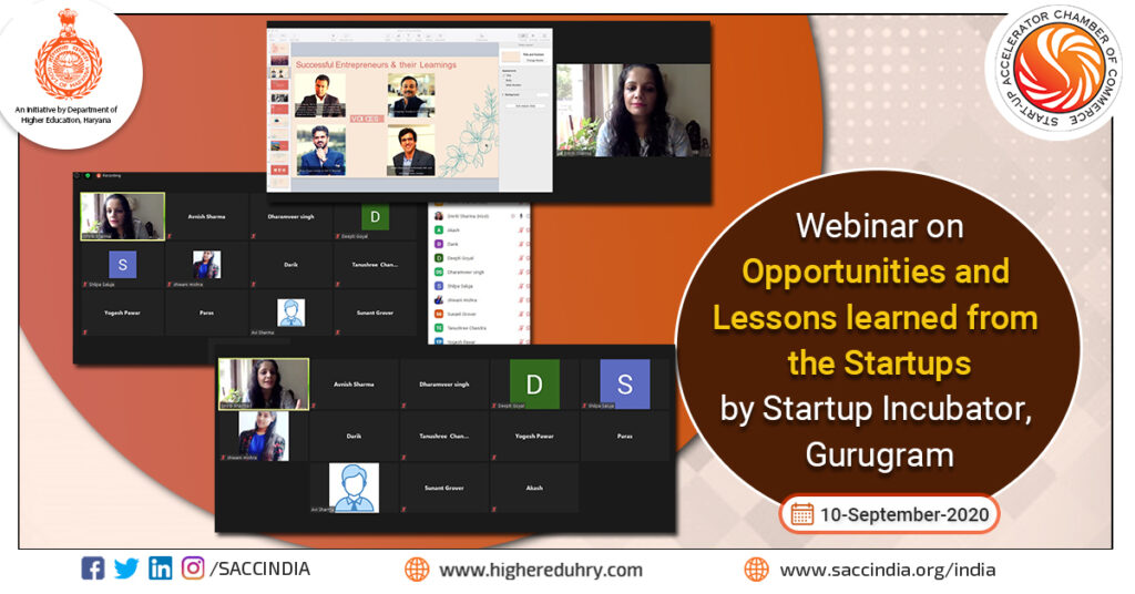 Webinar on Opportunities & Lessons learned from the startups by Startup Incubator, Gurugram