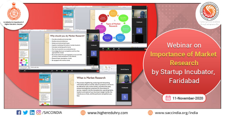 Webinar on Importance of Market Research by Startup Incubator, Faridabad