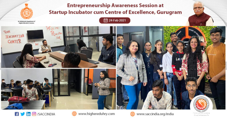 Entrepreneurship Awareness Session at Startup Incubator cum Centre of Excellence, Gurugram