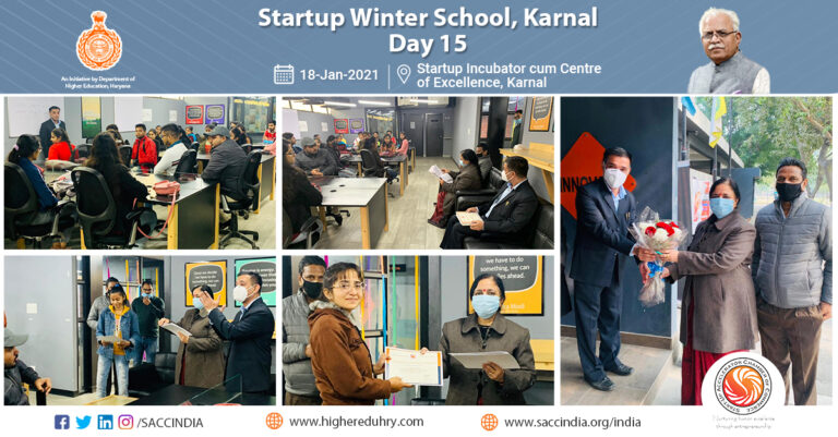 Startup Winter School at Startup Incubator, karnal, Day 15