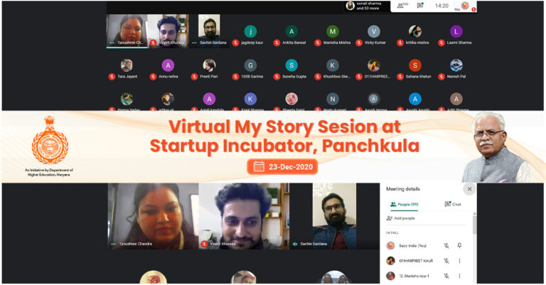 Virtual My Story Session at Startup Incubator, Panchkula