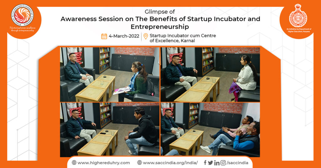 Awareness Session on The Benefits of Startup Incubator and Entrepreneurship, Karnal