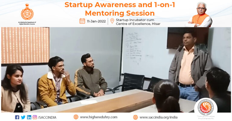Startup Awareness and 1-on-1 Mentoring Session, Hisar